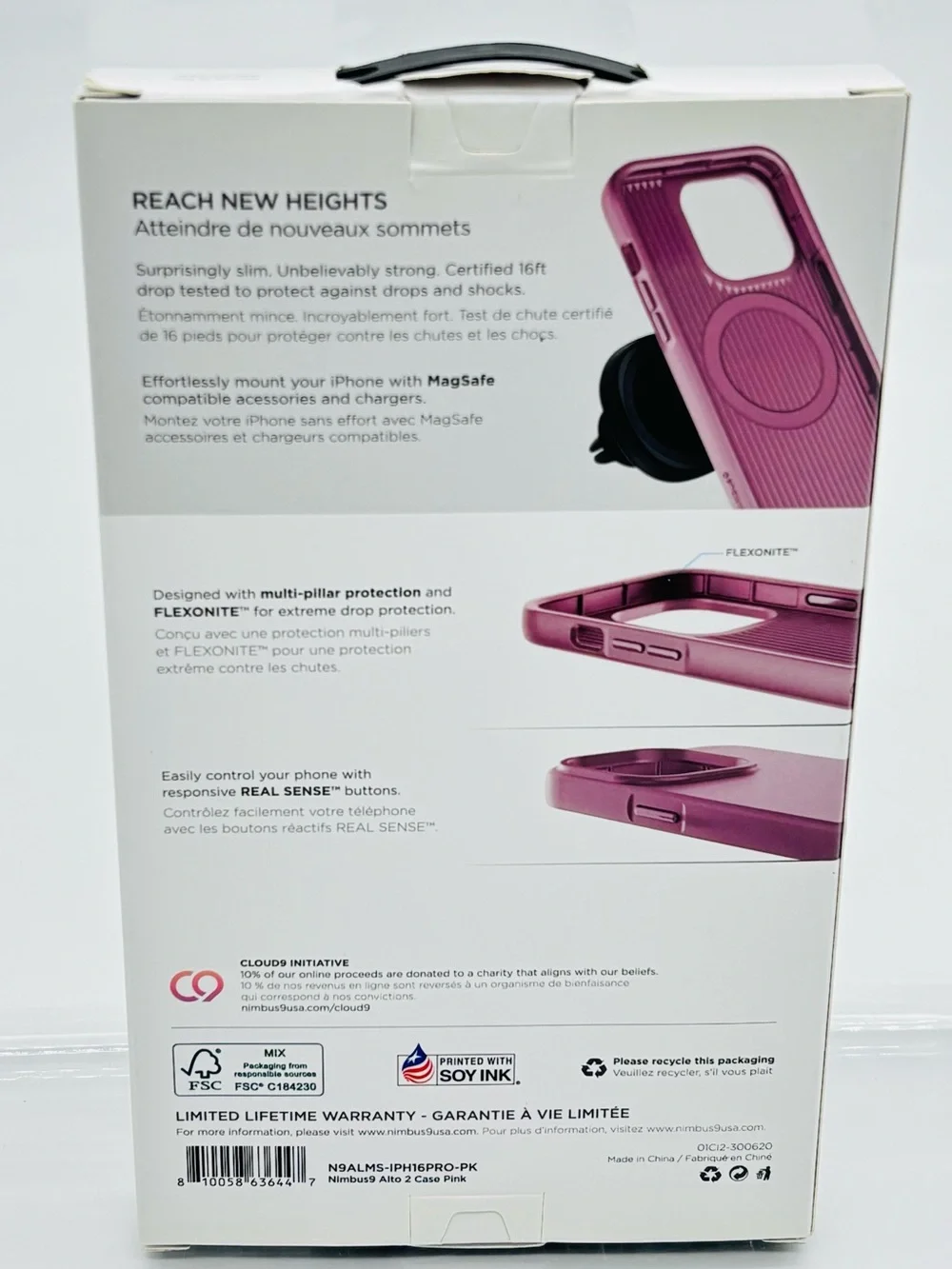 Nimbus9 Alto 2 iPhone 16 Pro Pink MagSafe Case Drop Tested Protection Slim New